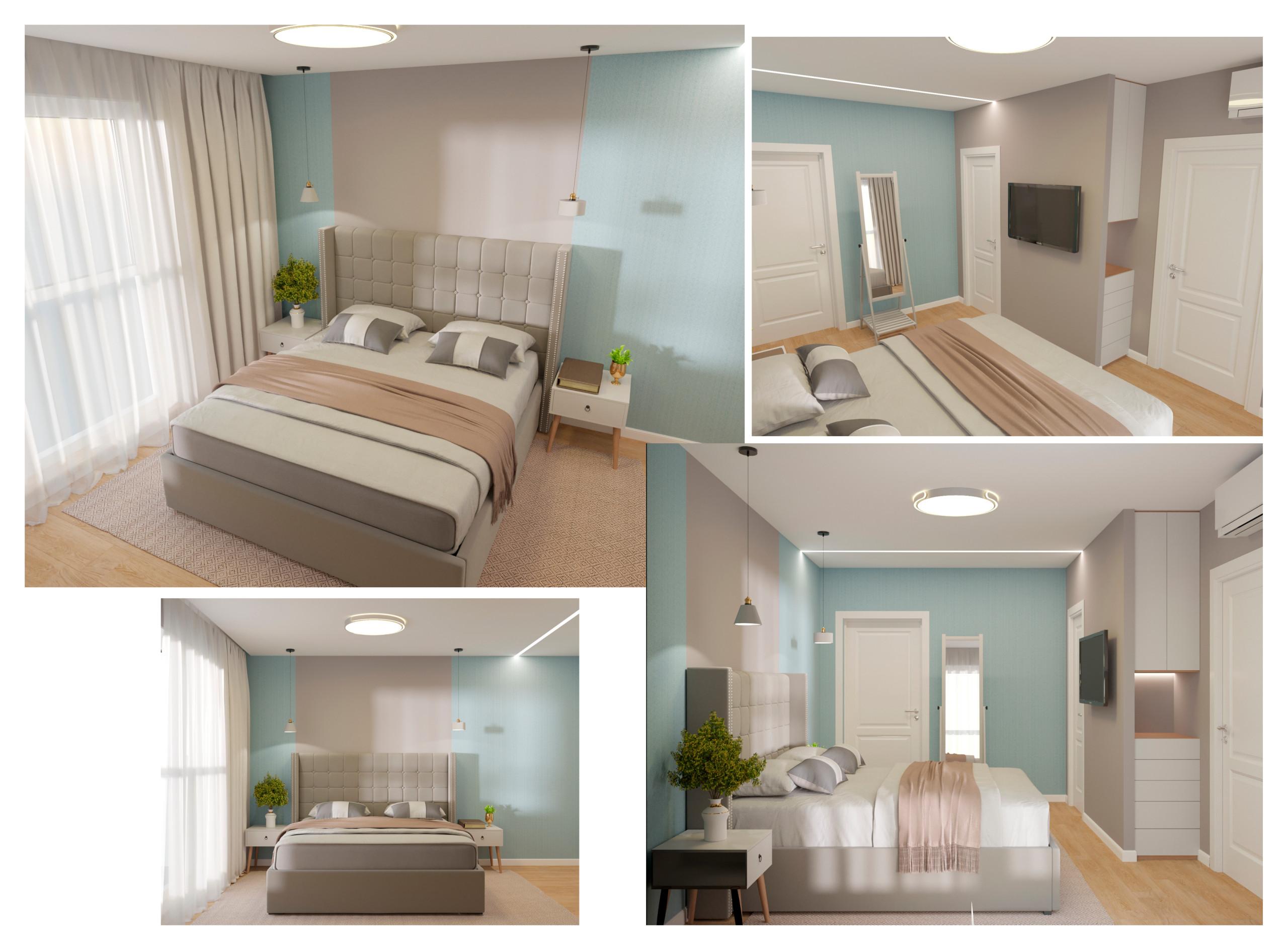 Интерьер спальни cветовыми линиями, рейками с подсветкой, подсветкой настенной, подсветкой светодиодной и с подсветкой в скандинавском стиле