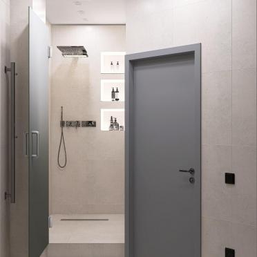 Интерьер ванной с душевой из плитки  смотреть на Basicdecor