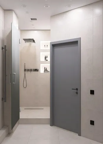 Интерьер ванной с душевой из плитки  смотреть на Basicdecor