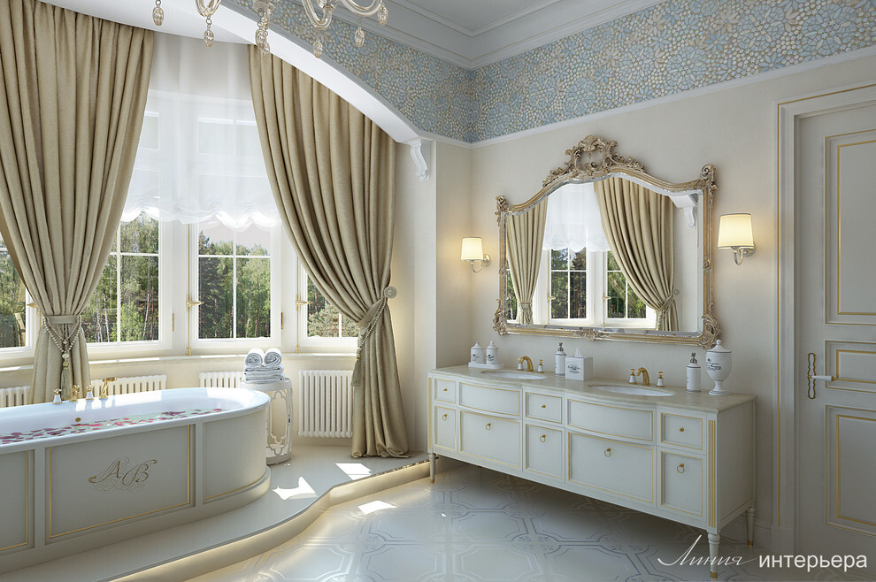 Интерьер ванной в классическом стиле, барокко и рококо смотреть на Basicdecor