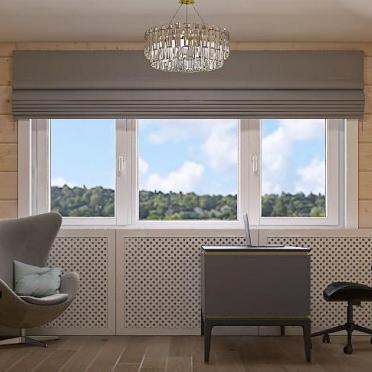 Интерьер кабинета с жалюзи и дверными жалюзи  смотреть на Basicdecor