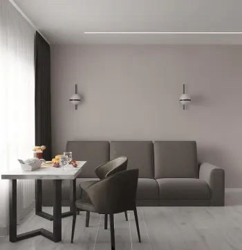 Интерьер кухни cветовыми линиями  смотреть на Basicdecor