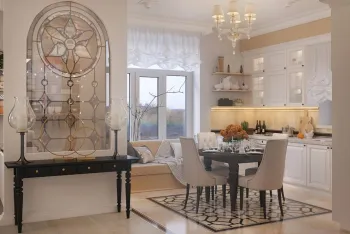 Интерьер столовой с окном в классическом стиле смотреть на Basicdecor