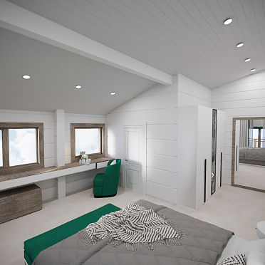 Интерьер спальни с в деревянном доме  смотреть на Basicdecor