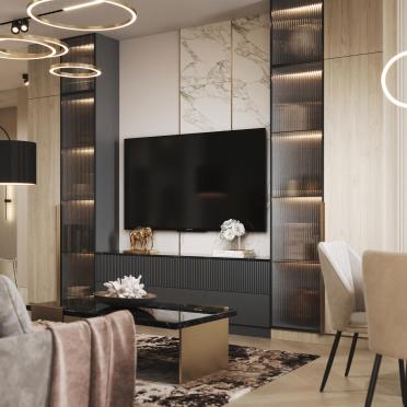 Интерьер гостиной c подсветкой  смотреть на Basicdecor