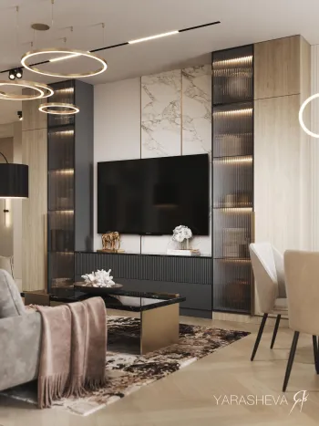 Интерьер гостиной c подсветкой  смотреть на Basicdecor