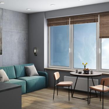 Интерьер гостиной с жалюзи  смотреть на Basicdecor