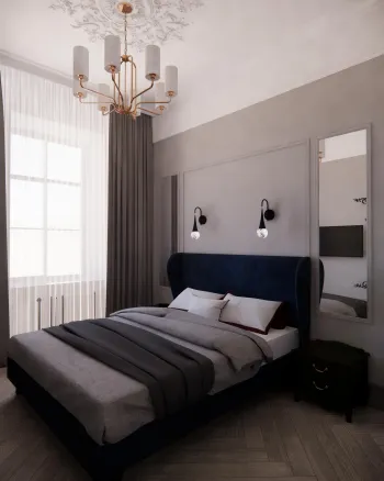 Интерьер спальни cветильниками над кроватью  смотреть на Basicdecor