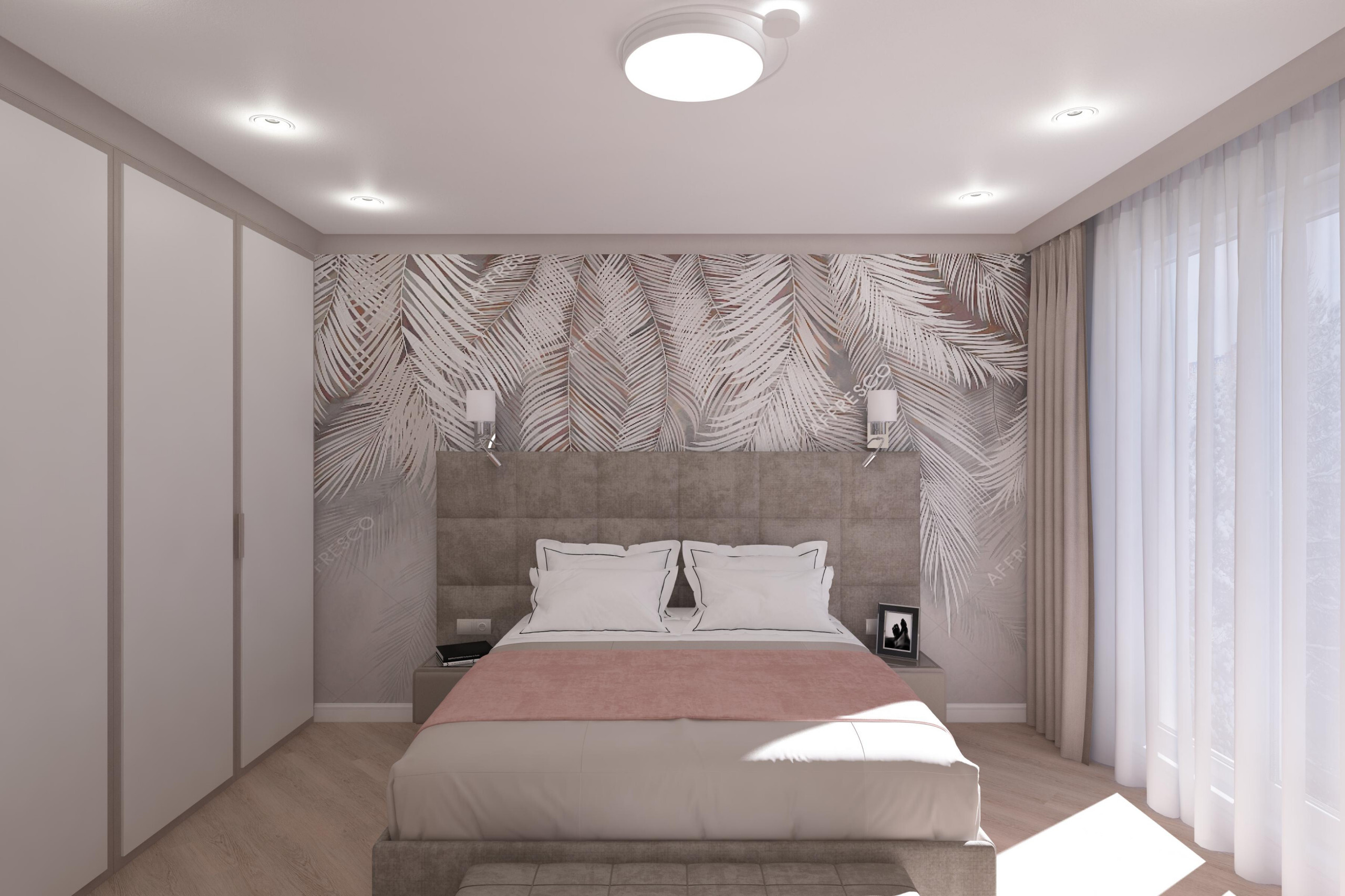 Интерьер спальни с подсветкой светодиодной в современном стиле