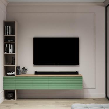 Интерьер гостиной с телевизором на стене  смотреть на Basicdecor
