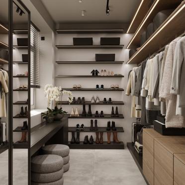 Интерьер гардеробной с гардеробной  смотреть на Basicdecor