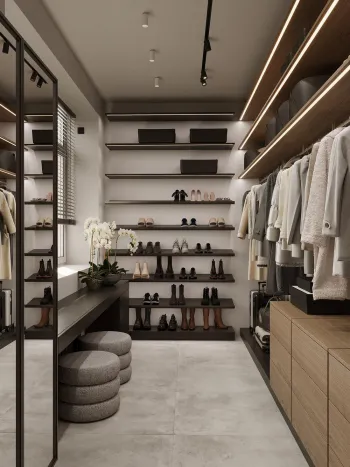 Интерьер гардеробной с гардеробной  смотреть на Basicdecor