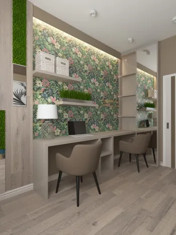 Интерьер c рабочим местом в современном стиле смотреть на Basicdecor