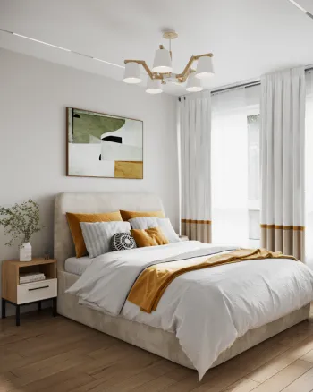 Интерьер спальни cветильниками над кроватью  смотреть на Basicdecor