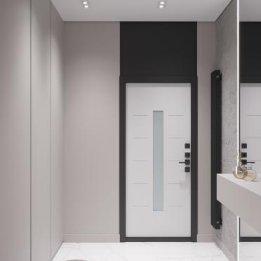 Интерьер ванной с зеркалом на двери  смотреть на Basicdecor