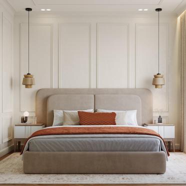 Интерьер спальни cветильниками над кроватью  смотреть на Basicdecor