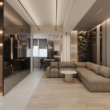 Интерьер гостиной c подсветкой  смотреть на Basicdecor
