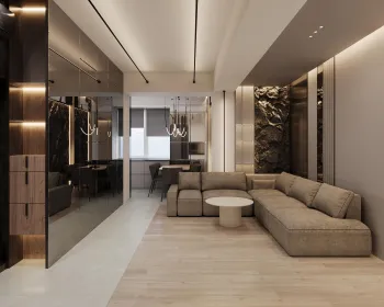 Интерьер гостиной c подсветкой  смотреть на Basicdecor
