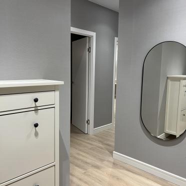 Интерьер прихожей с зеркалом в нише и зеркалом на двери  смотреть на Basicdecor