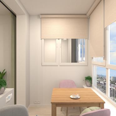 Интерьер балкона с жалюзи и дверными жалюзи  смотреть на Basicdecor