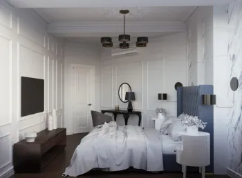 Интерьер спальни cветильниками над кроватью  смотреть на Basicdecor