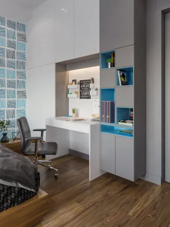 Интерьер детской c рабочим местом в современном стиле смотреть на Basicdecor