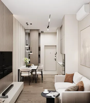 Интерьер гостиной с проходной в современном стиле смотреть на Basicdecor