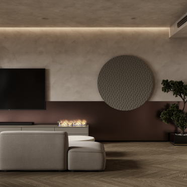 Интерьер гостиной с нишей с подсветкой и с подсветкой  смотреть на Basicdecor