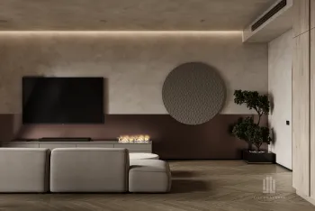 Интерьер гостиной с нишей с подсветкой и с подсветкой  смотреть на Basicdecor