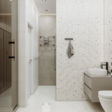 Интерьер ванной с душевой из плитки  смотреть на Basicdecor