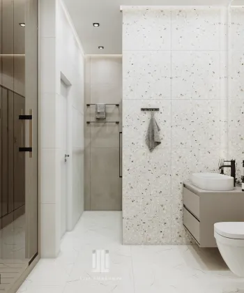 Интерьер ванной с душевой из плитки  смотреть на Basicdecor