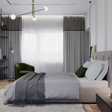 Интерьер спальни cветильниками над кроватью  смотреть на Basicdecor