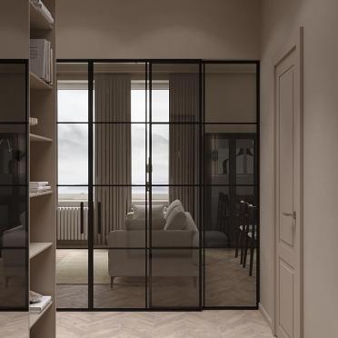 Интерьер прихожей с перегородкой раздвижной  смотреть на Basicdecor