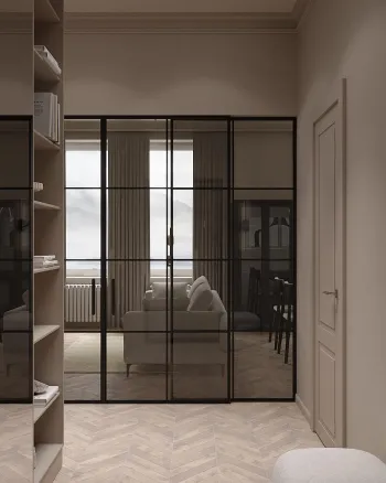 Интерьер прихожей с перегородкой раздвижной  смотреть на Basicdecor