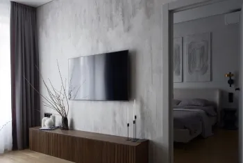 Интерьер с телевизором на стене  смотреть на Basicdecor