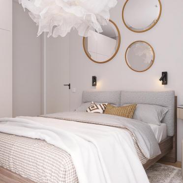 Интерьер спальни cветильниками над кроватью  смотреть на Basicdecor