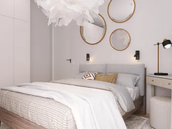 Интерьер спальни cветильниками над кроватью  смотреть на Basicdecor