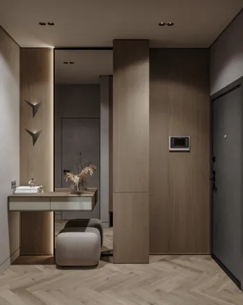 Интерьер прихожей с проходной и ресепшном  смотреть на Basicdecor