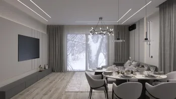 Интерьер гостиной cветовыми линиями  смотреть на Basicdecor