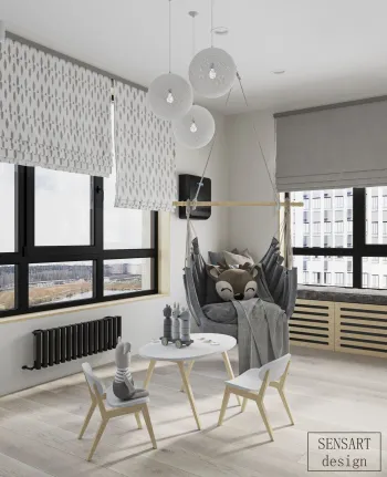 Интерьер с двой окна и жалюзи в современном стиле смотреть на Basicdecor