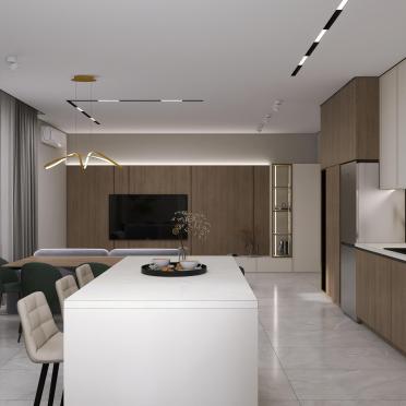 Интерьер кухни cветовыми линиями  смотреть на Basicdecor