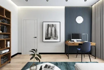 Интерьер c рабочим местом и с подсветкой  смотреть на Basicdecor