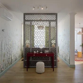 Интерьер спальни с проходной и проемом в восточном стиле смотреть на Basicdecor