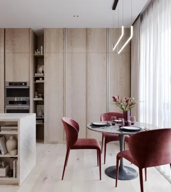 Интерьер гостиной cветильниками над столом  смотреть на Basicdecor
