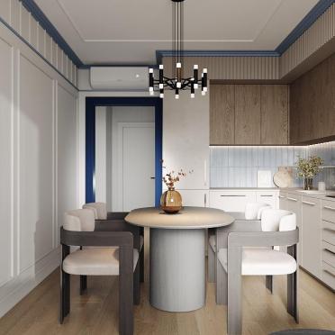 Интерьер кухни cветильниками над столом  смотреть на Basicdecor