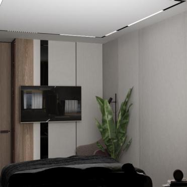 Интерьер спальни cветовыми линиями и с подсветкой  смотреть на Basicdecor