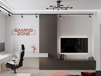 Интерьер гостиной c рабочим местом  смотреть на Basicdecor