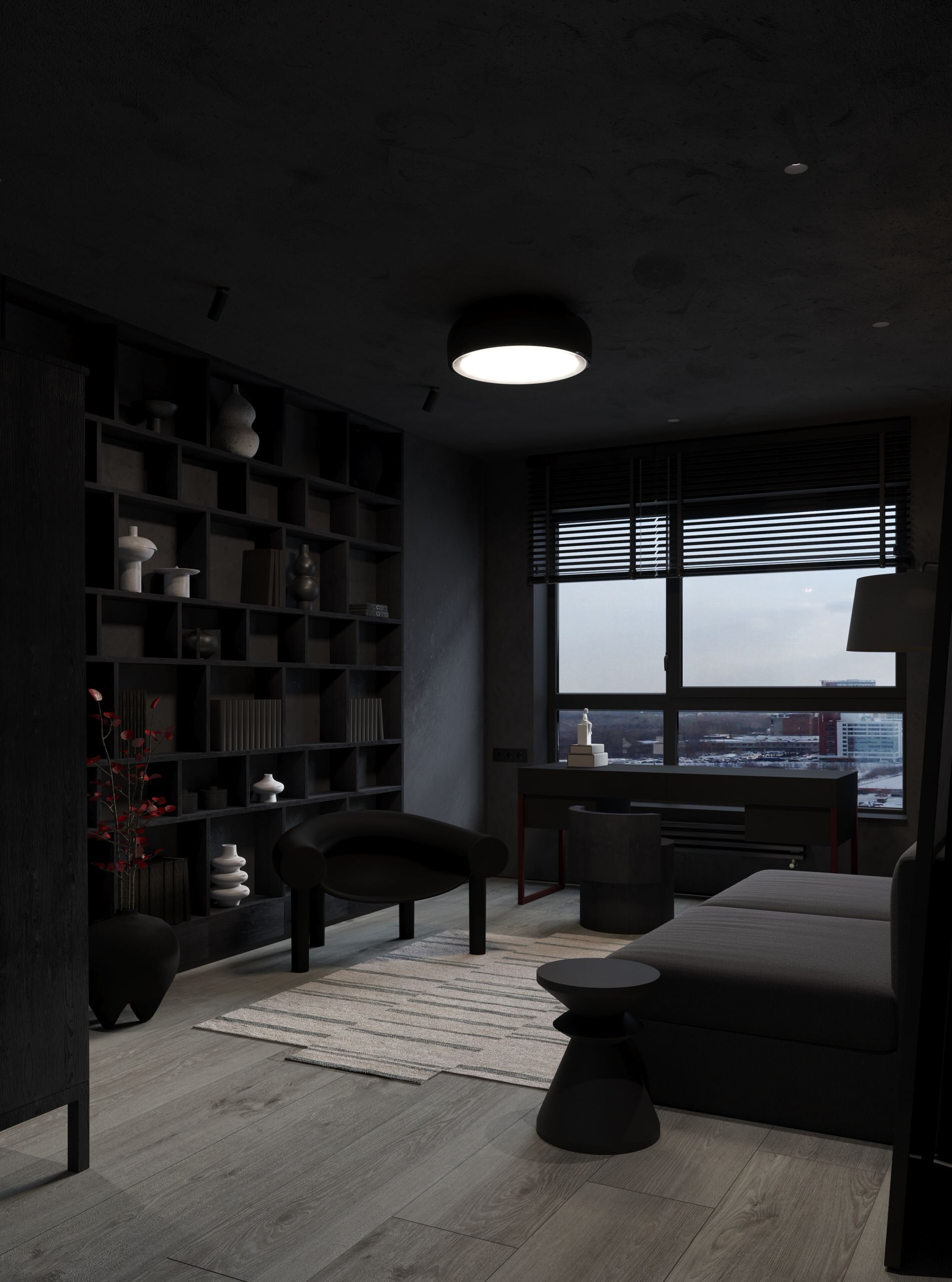 Интерьер кабинета с подсветкой настенной, подсветкой светодиодной и с подсветкой в современном стиле