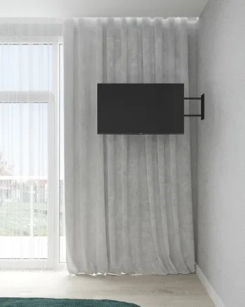 Интерьер спальни с телевизором на стене  смотреть на Basicdecor