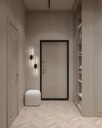Интерьер прихожей с проходной и с подсветкой  смотреть на Basicdecor